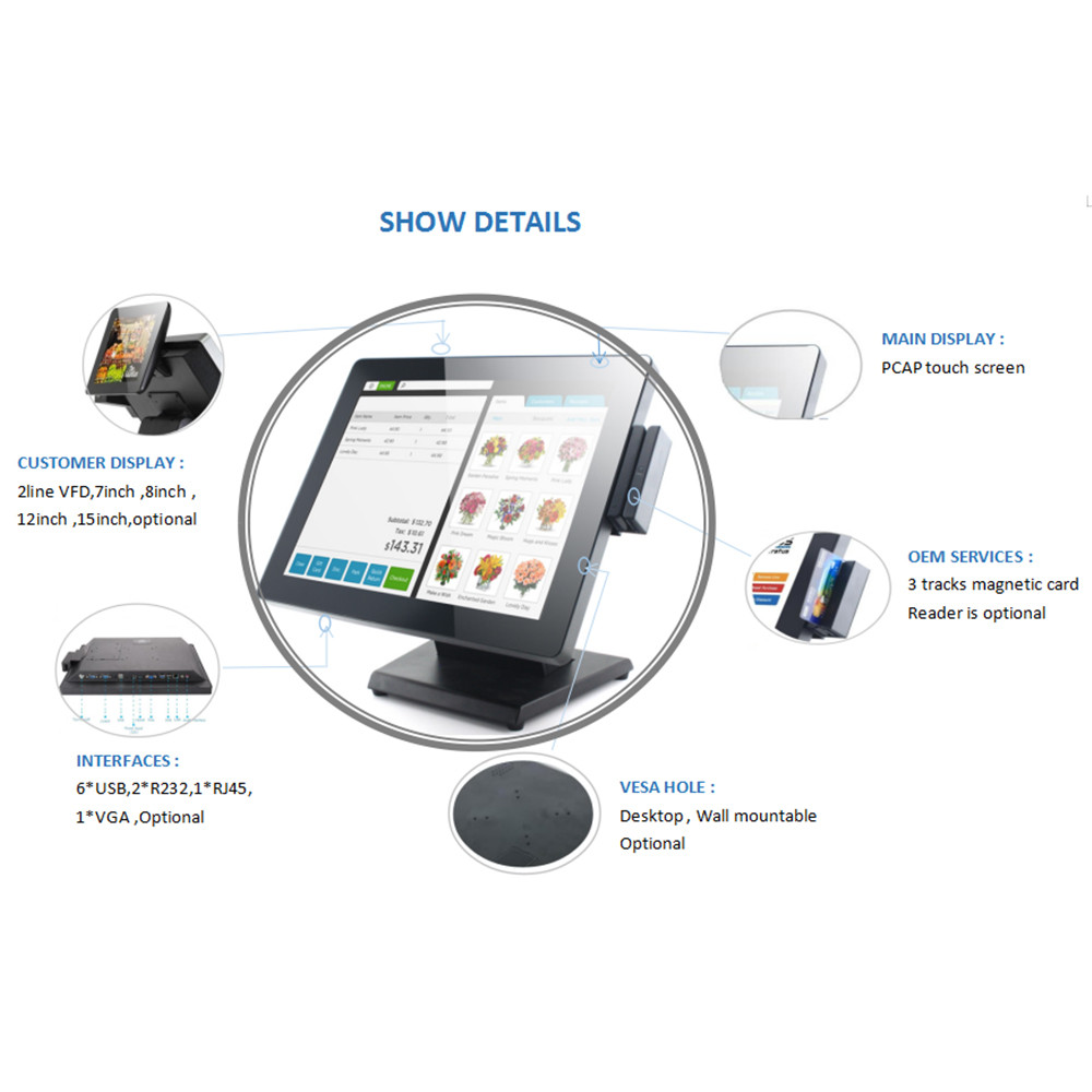 Carav Cash Register Point Of Sale System J1900 CPU+4GB RAM+64GB SSD