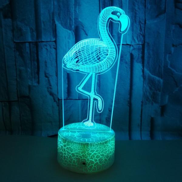African animals custom OEM words Flamingo Colorful Visual night Light USB 3D LED Light Illusion Stereo Light