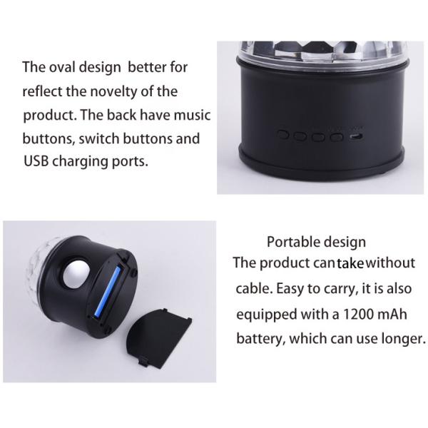 1200mAh Battery 6W Disco Light With Bluetooth Speaker For Party