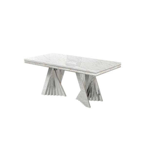 Light Luxury Stainless Steel Marble Square Ballroom Dining Table