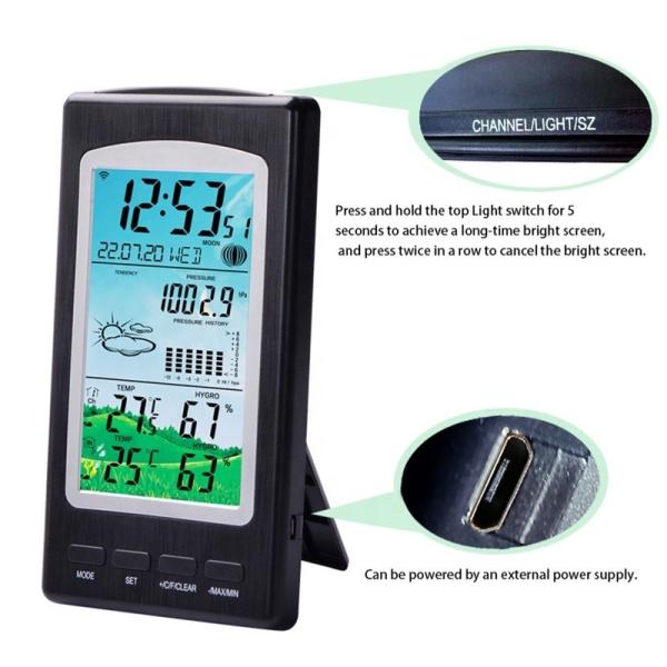 WS1070C Household Wireless Thermometer And Hygrometer With Moon Phase And