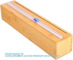 Plastic Wrap Dispenser, Bamboo Wood Cling Food Wrap Dispenser, With Slide Cutter