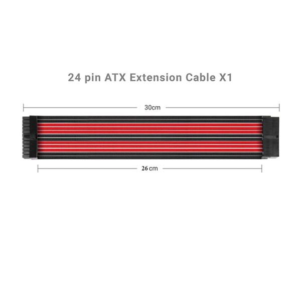 Sleeve Cable Extension ATX Power Supply Extension Cable PSU 18AWG 300mm Black RED