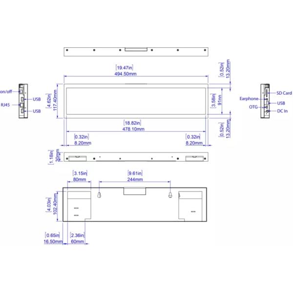 AVIC Store Shelf LCD Advertising Bar Supermarket Screen 19'' Stretched Display