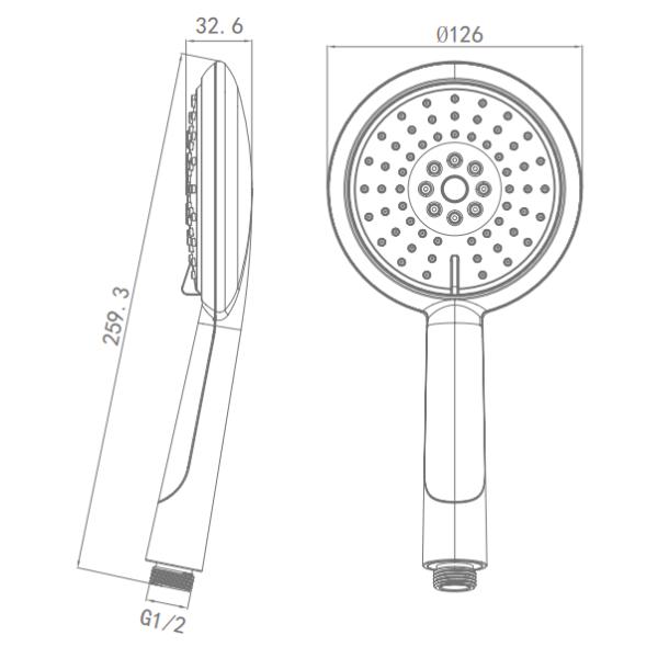 CONNE Smooth Mirror Effect Bathtub Handheld Shower Head 3 Function Hand Shower