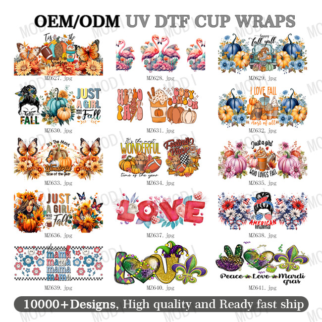 UV DTF Cup Wraps Retro Valentine'S Day DTF 24oz Cup Wraps For Libbey Glass UV DTF Cup Wrap Transfers 16oz High Quality