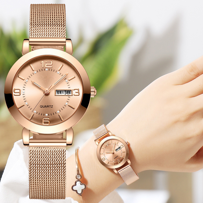 Calendar Waterproof Business Women Watch Japan Movt Womens Quartz Watch 3ATM