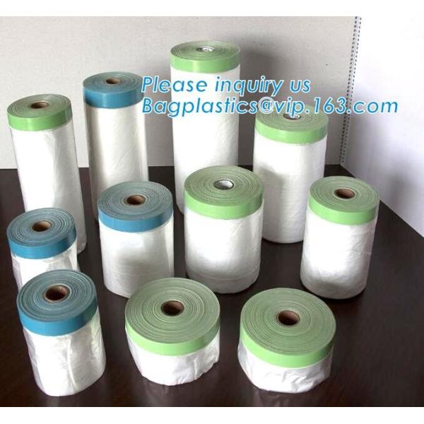Pre-tapd paint masking film HDPE,Car paint repair masking film with tape, Hot sell masking film with adhesive tape, PAC