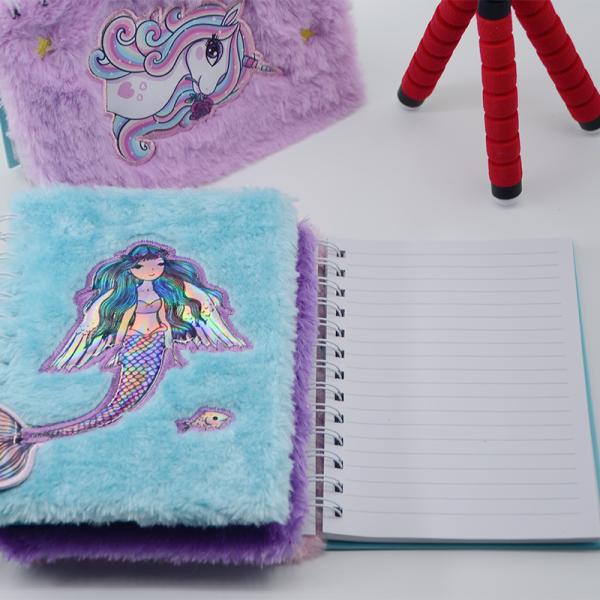 No Adhesive School Stationary Student Diary with Cute Plush Cover and Custom Print LOGO