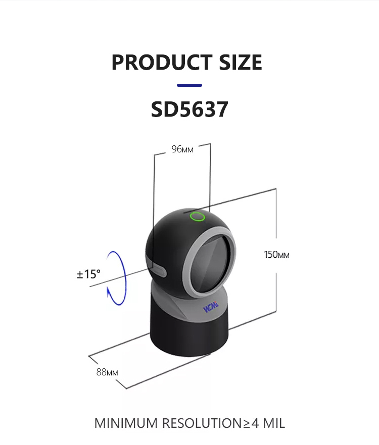 Circular Desktop Barcode Scanner 1d Qr 2d Barcode Full Code Support Cheap Sales With Free Oem Service