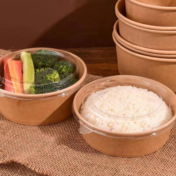 Disposable Kraft Paper Soup Cup Bowl With Paper Lid Take Away Lunch Packing Takeout Box