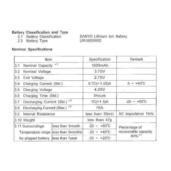 UR18650W2 Lithium Ion Battery Cells 3.6V 1500mAh 15A For Electric Tool