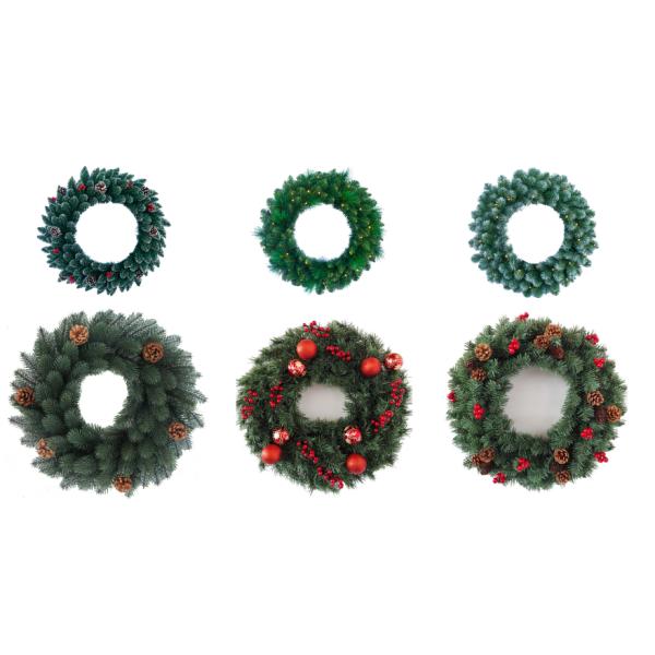 20inch Full PE Christmas Wreath With Artificial Berry Pinecones