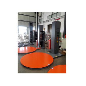 Gray And Orange Semi Automatic Turntable Stretch Wrapping Machine
