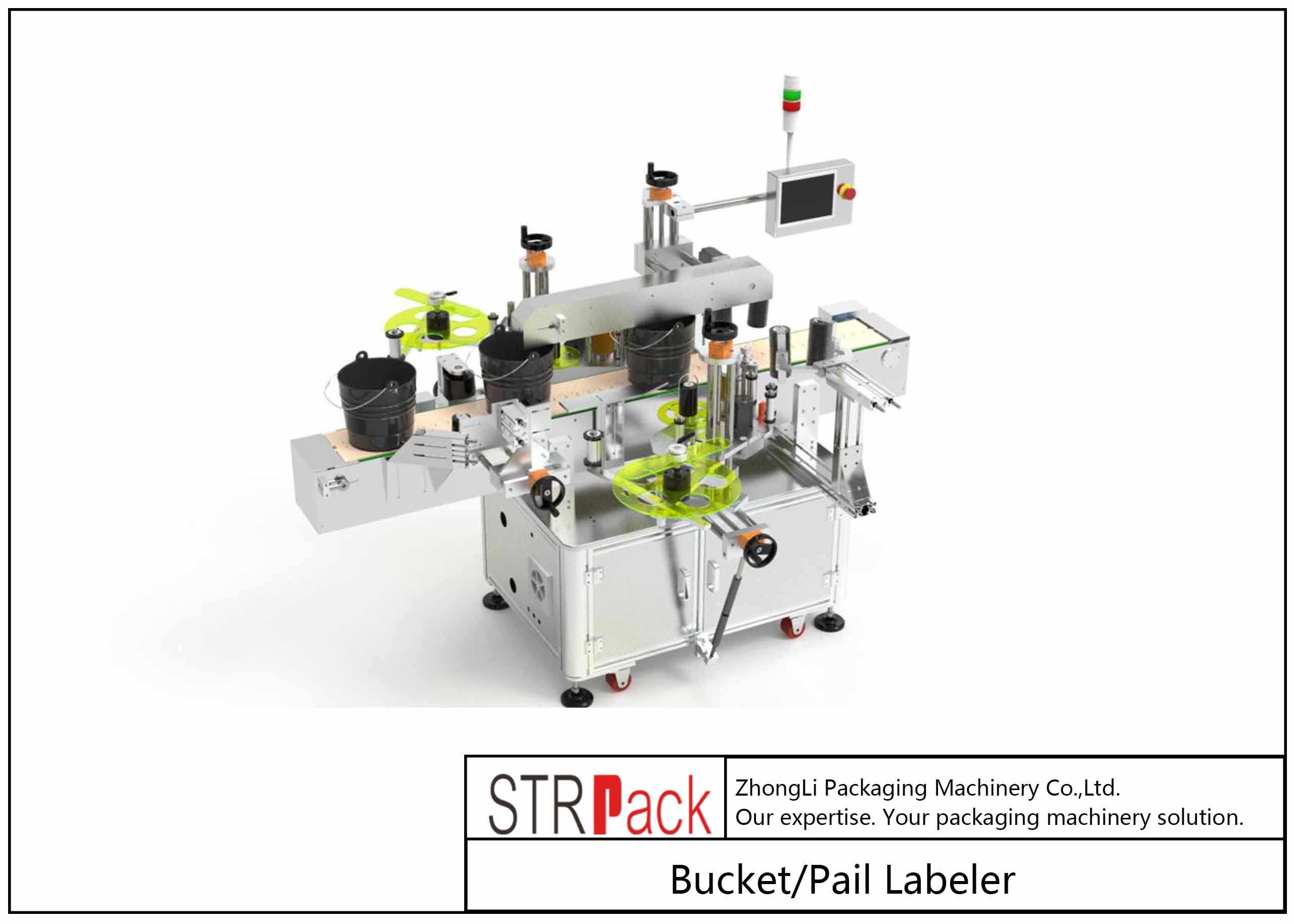 China STR-S Servo System Bucket / Pail Labeler 20 - 80pcs/min wholesale