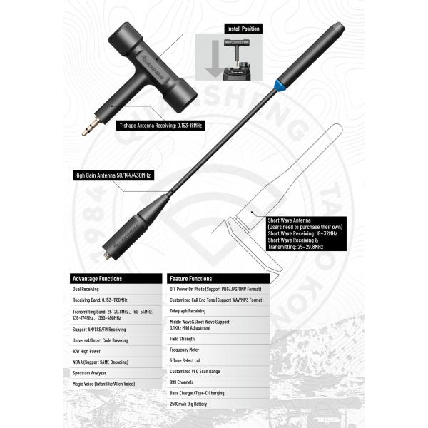 Quansheng TK11 (5) (8) Taiko Kong 10W Multi Band AM SSB FM NOAA Radio Dual Receiving Spectrum Analyzer Magic Voice Walkie Talkie