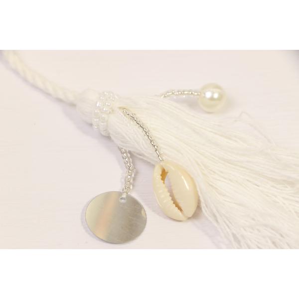 Non Stretch Drawstring Decorated With Beads And Shell Ornament