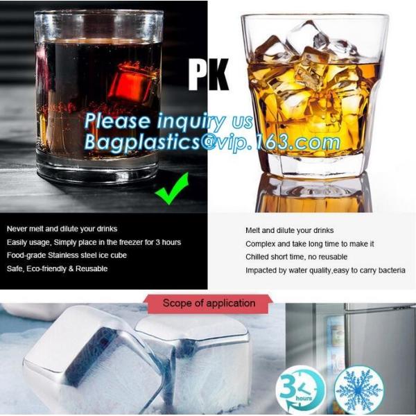 Customized stainless steel whiskey ice cube stone, Mini Stainless Steel Ice Cube Whisky Stone wholesale, bagease, pac
