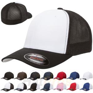 China Spandex Cotton Mesh Trucker Hats Baseball Cap Plain Blank Curved Visor Flex Fit wholesale