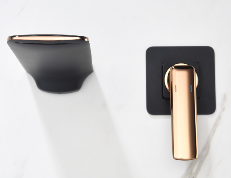 China Black Golden Copper Waterfall ODM Concealed Basin Faucet wholesale