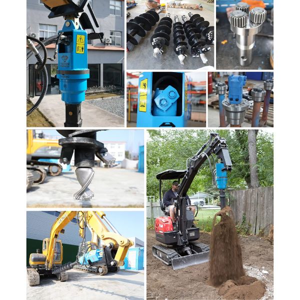 Customized Auger Drilling Machine with Maximum Drilling Depth of 12 Meters Auger Drilling Bits Suitable for Excavator Tools 0.8 Ton/1 Ton/1.2 Ton