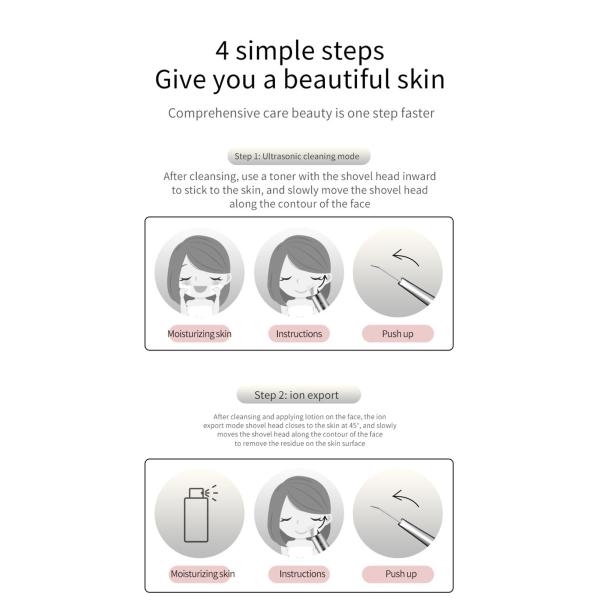 Type C Ultrasonic Facial Skin Scrubber Spatula Ultrasound Face Skin Cleansing Scrubber