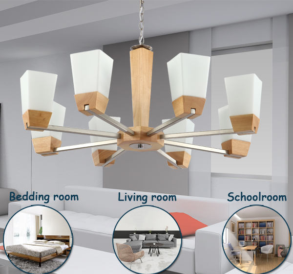 OAK Wooden pendant lamp glass lamp shade E27 light socket 100-240V AC available CE/ROHS