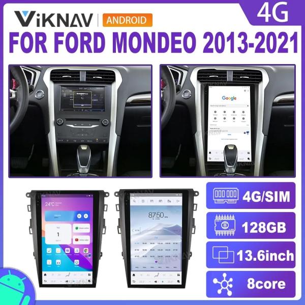 For 2013-2021 Ford Mondeo 13.6Inch Screen Car radio 128G Navigation GPS Multimedia Player Wireless Carplay 4G