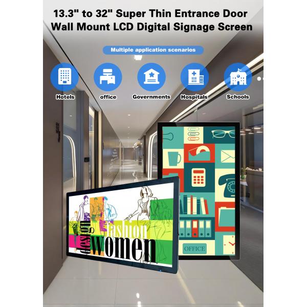 Super Slim Wall Mount 21.5" Android LCD Advertising Display in Door Entrance in Hospitcal
