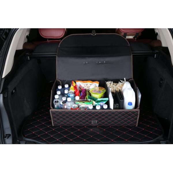 Pu Leather Trunk Tool Organizer , Custom Logo Folding Car Trunk Organizer
