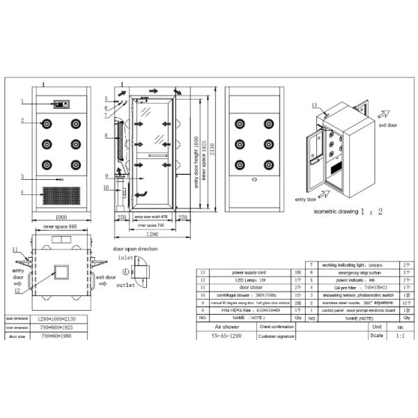 YANING GMP Modular System Clean Room Intelligent Air Shower Tunnel For Pharmaceutical