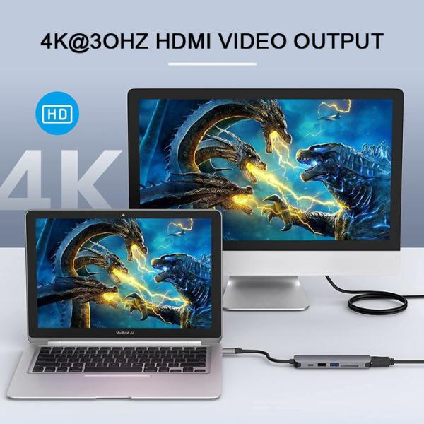 USB C Hub HDMI Adapter 5Gbps With MicroSD TF Card Reader