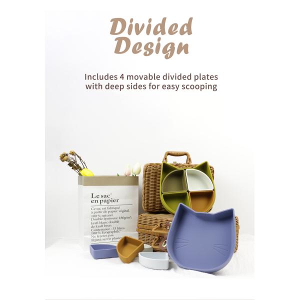 Bear Panda Shape Toddler Silicone Plates Set Non Toxic Eco Friendly