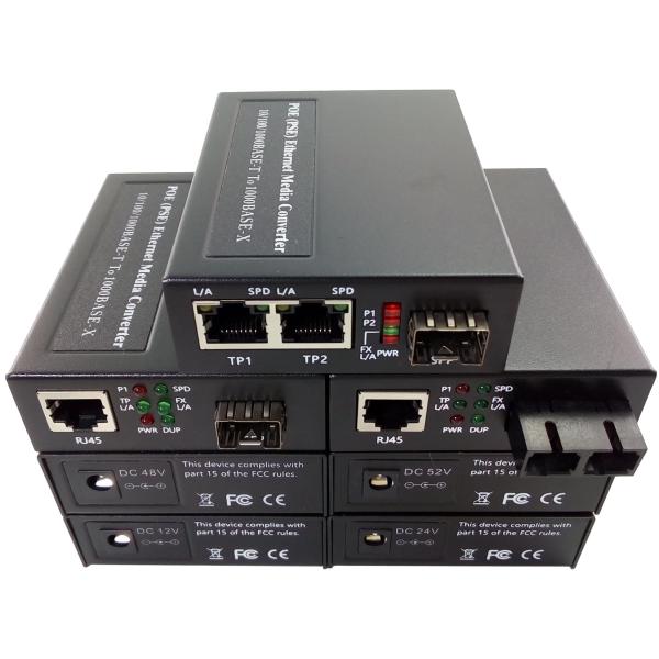 10Mbps 100Mbps 1000Mbps Fiber Media Converter 3W Power Consumption