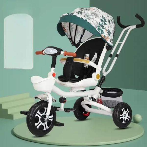 Elegant 12inch Baby Stroller Tricycle Childs Push Along Trike Can Lie Down