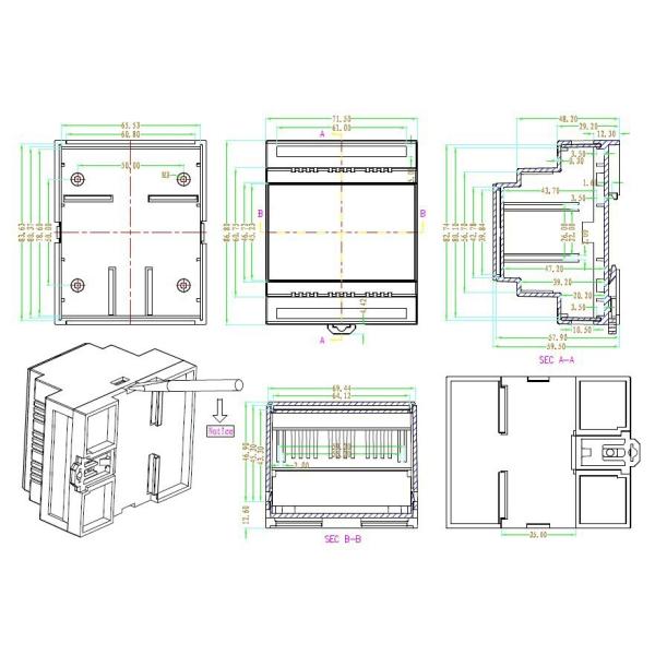 72*87*60mm Din Rail Enclosure For Electronic Project Industrial Diy Fireproof Wire Box