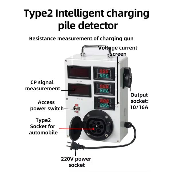 Customized Type 2 EV Vehicle Charger Simulator With 32A/16A Rated Current Outlet