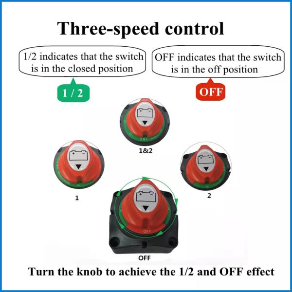 3 Position DC12V 200A Isolator Battery Switch Auto Truck Power Protection Kill