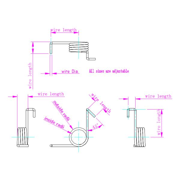 Long Torsion Coil Spring 201 304 316 stainless steel torsion springs Clamp