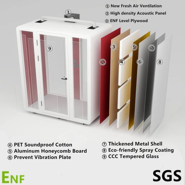 Portable Soundproof Pod with 45 dB Noise Reduction and 5-Year Warranty for Office Phone Booth