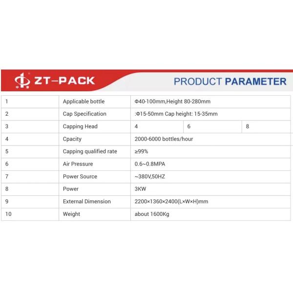 Full Automatic Plastic Bottle Rotary Pneumatic Type Capping Sealing Machine 8 Heads