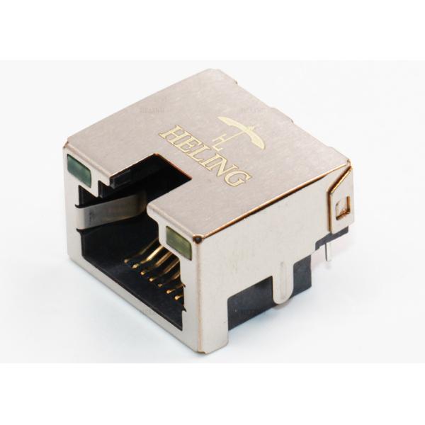 Single Port RJ45 Connector PCB Mount Ultra Low Profile With LED Aligned
