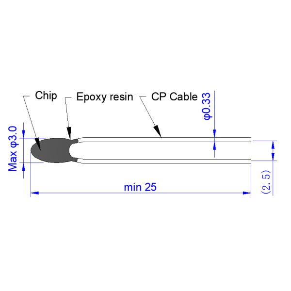 47Kohm 3950k NTC Epoxy Thermistor Temperature Sensor