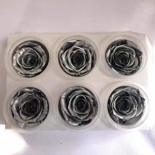 Wholesale Soft Touch Preserved Rose 5-6 cm Silver Color Eternal Rose girlfriend gift