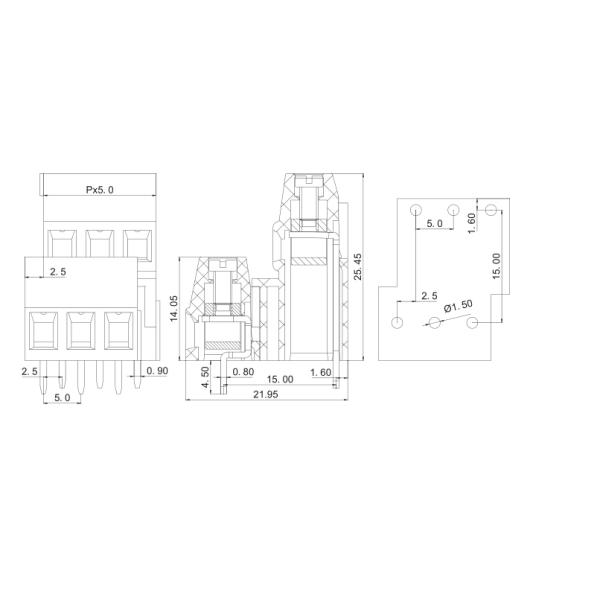 128B-5.0 5.08 Double Cell Layer PCB Screw Terminal Block For Wire Connecting pcb terminal blocks terminal block
