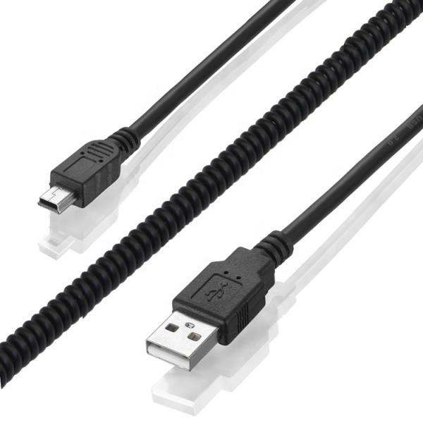High Quality Spring Coiled Data Charging Mini USB 2.0 Extension Charger Cable for Camera PS3 Camera