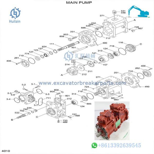 31Q5-15030 Hyundai Excavator Main Pump Robex Digger Hydraulic Parts 31Q515030