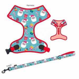 China Adjustable Christmas Dog Harness And Leash Breathable Polyester Dog Harness wholesale