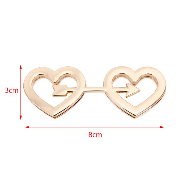Double Heart Arrow Shape Handbag Lock Hardware Pale Gold Color