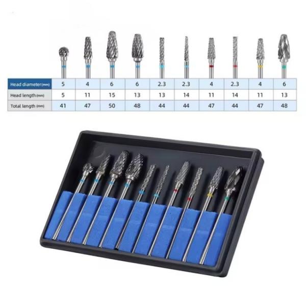 Dental Lab Use Tungsten Carbide Burs 10pcs/Set Dental Carbide Drill Kit For Micromotor